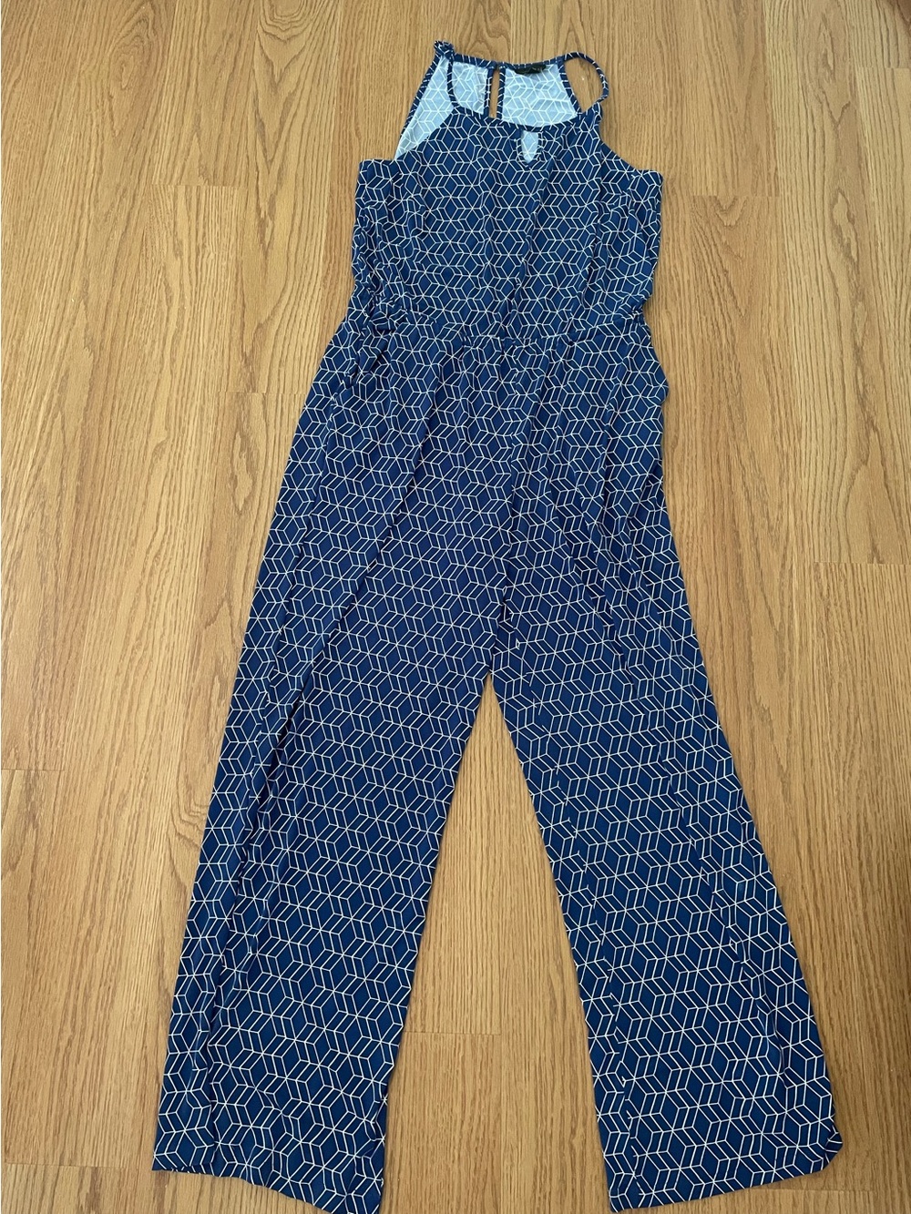 Gold Ray Navy Geometric Jumpsuit, Size L